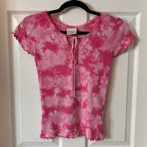 Vintage Y2K Tie-Dye Pink Fitted Top